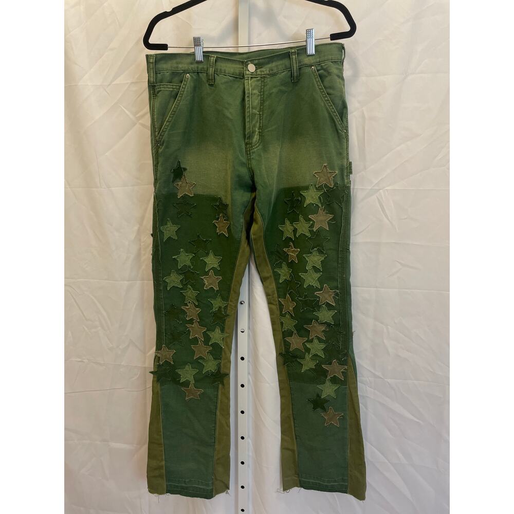 MNML B541 Star Flare Denim Pants - Mens Size 32 - Green